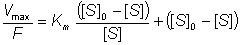 Vmax/F = (Km ([S]0 - [S])/[S]) + ([S]0 - [S])