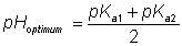 pHoptimum = (pKa1 + p<em>K</em><sub>a</sub>2)/2