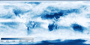 Cloud cover from NASA satellite observations; Imagery by Reto Stockli, NASA's Earth Observatory