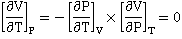 (∂V/∂T)P = -(∂P/∂T)V ˣ (∂V/∂P)T = 0 
