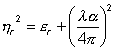 (refractive index)squared equals relative permittivity + (wavelength times absorption coefficient)/(4 times pi)