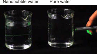 Laser pointer showing nanobubbles, from Toshihiro Fujita [3161 ]