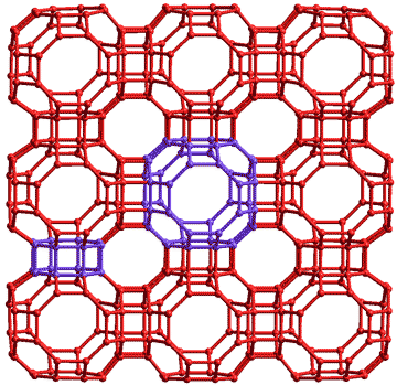 3x3 unit cells of clathrate s-III highlighting the two types of cavity