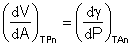 (dV/dA)TPn=(dgamma/dP)TAn