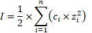 I=½(the sum of all the ionic concentrations x their charge squared)